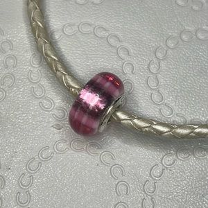 Chamilia Pink Stripe Murano Glass Charm